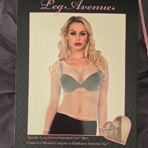 Leg Avenue White Fishnet Long Sleeve Top